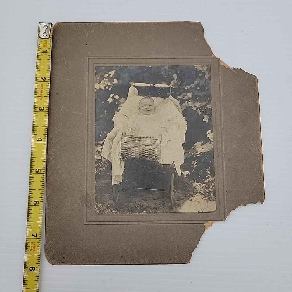Photograph Picture Vintage Memories Baby In Baby Carriage- Greenfield, IN Estate